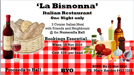 La Bisnonna Italian Restaurant The Numeralla Hall Visit Cooma
