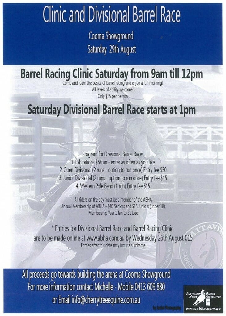 barrel racing clinic 29 august