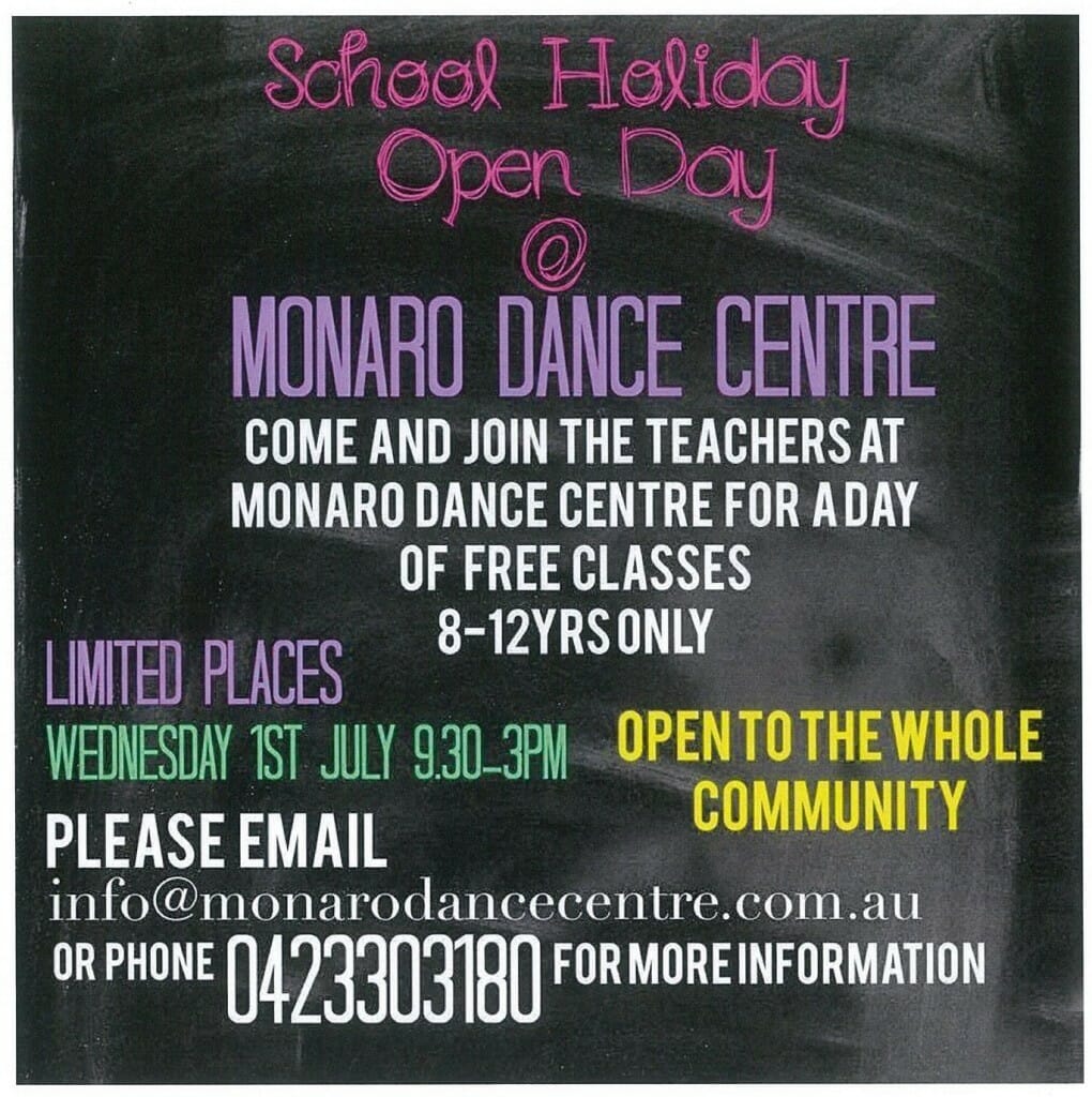 monaro dance centre school holiday open day