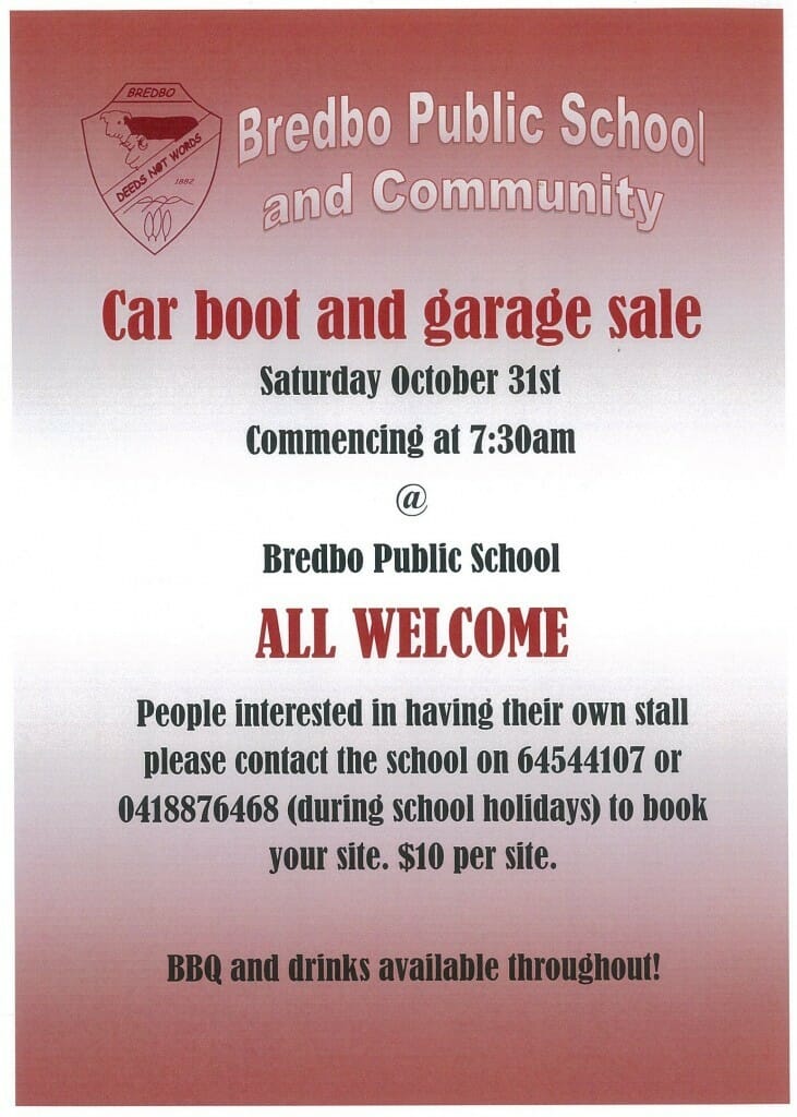 bredbo car boot sale poster