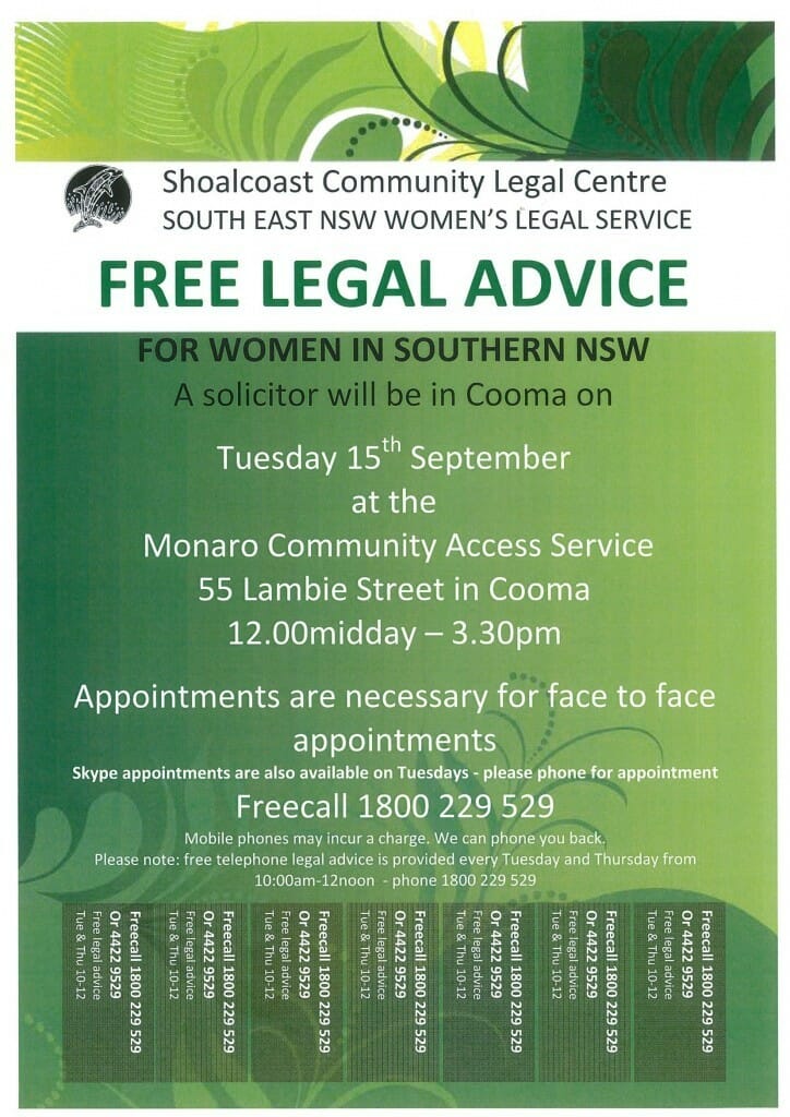 free legal advice 15 sept 2015