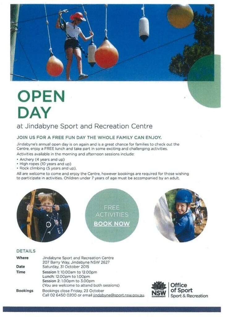 Jindabyne sport and rec open day 31 oct 15