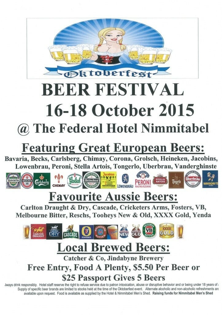 beer fest nimmitabel 16-18 October 15