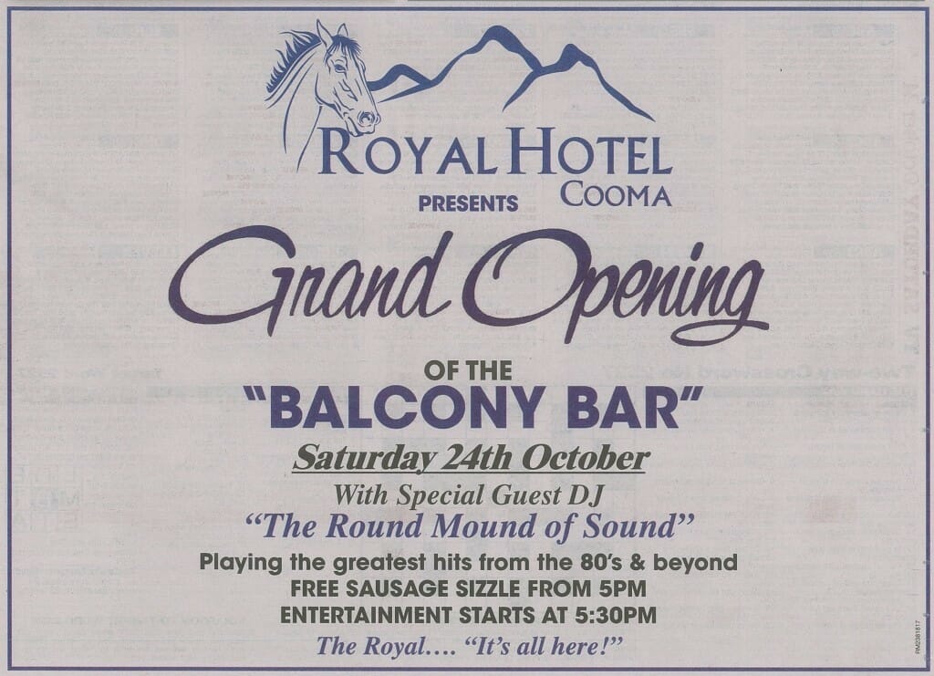 royal hotel balcony bar 24th october 15
