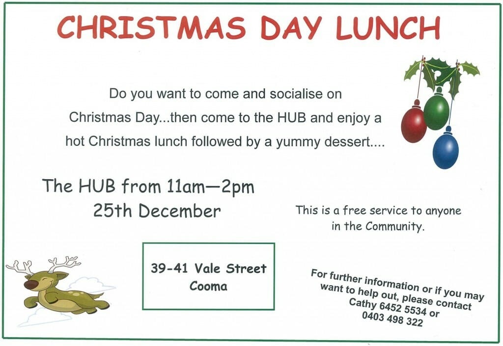 hub christmas day lunch 2016