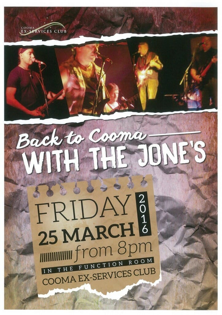 back to cooma with the Jone's 25 march 16