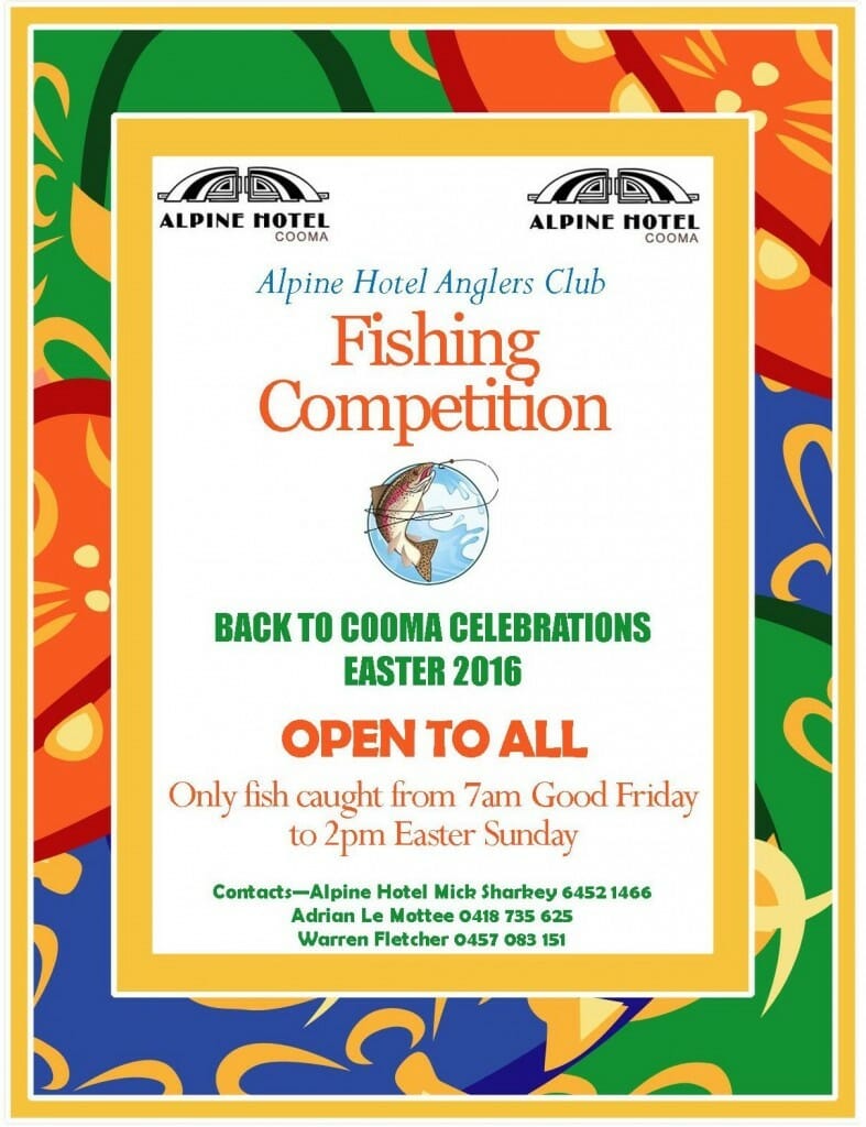 Back To Cooma Fishing Competition Poster 2016