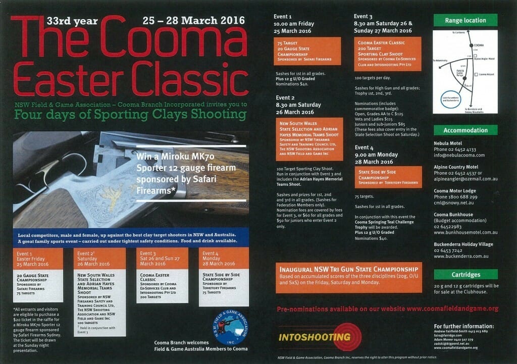 The Cooma Easter Classic 25-28 march 16