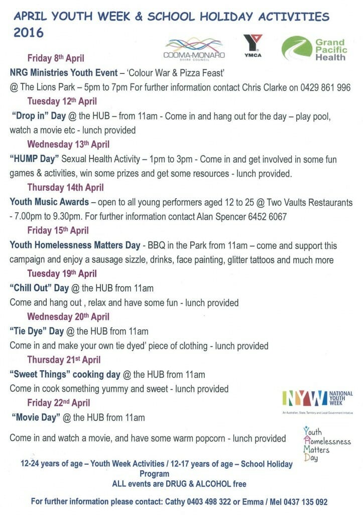 April Youth Week Activities 2016