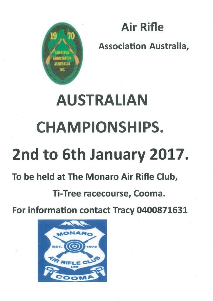 Air rifle Australian Championships Jan 2017