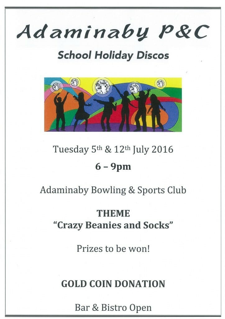 Adaminaby school holiday disco 5 july 16