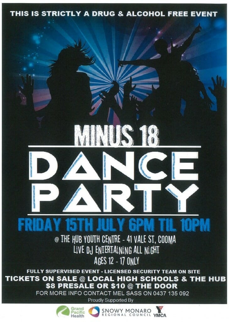 Minus 18 Dance Party The Hub Visit Cooma