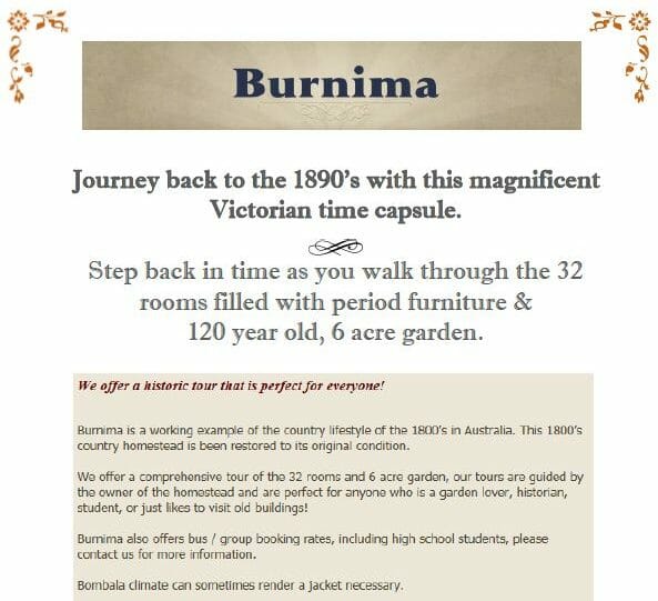 Burnima Homestead Guided Tours