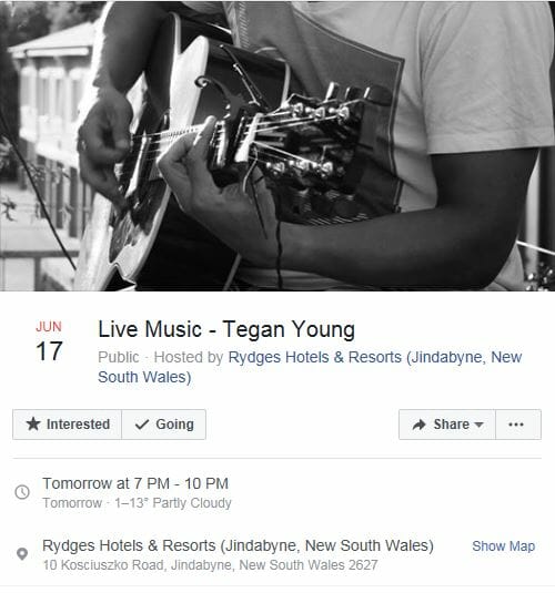 Rydges Horizons Snowy Mountains Tegan Young live music