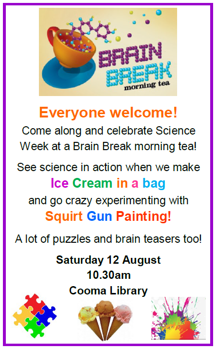 Brain Break morning tea at the Library – Cooma