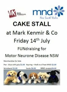 MND Cake Stall Fundraiser Mark Kenmir & Co 2017