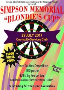 Simpson Memorial Blondie's Cup Cooma Darts 2017