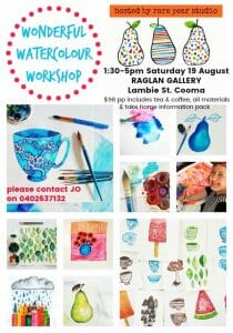 Wonderful Watercolour Workshop Raglan Gallery 19 Aug 2017