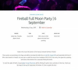 Fireball Full Moon Party 6th September Thredbo