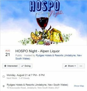 Hospo Night Alpen Liquor Rydges Horizons Snowy Mountains