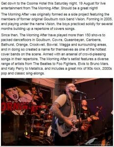 Live Music The Morning After Cooma Hotel