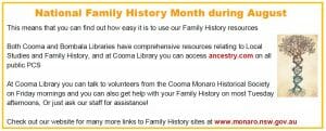 Family History Month Cooma Library
