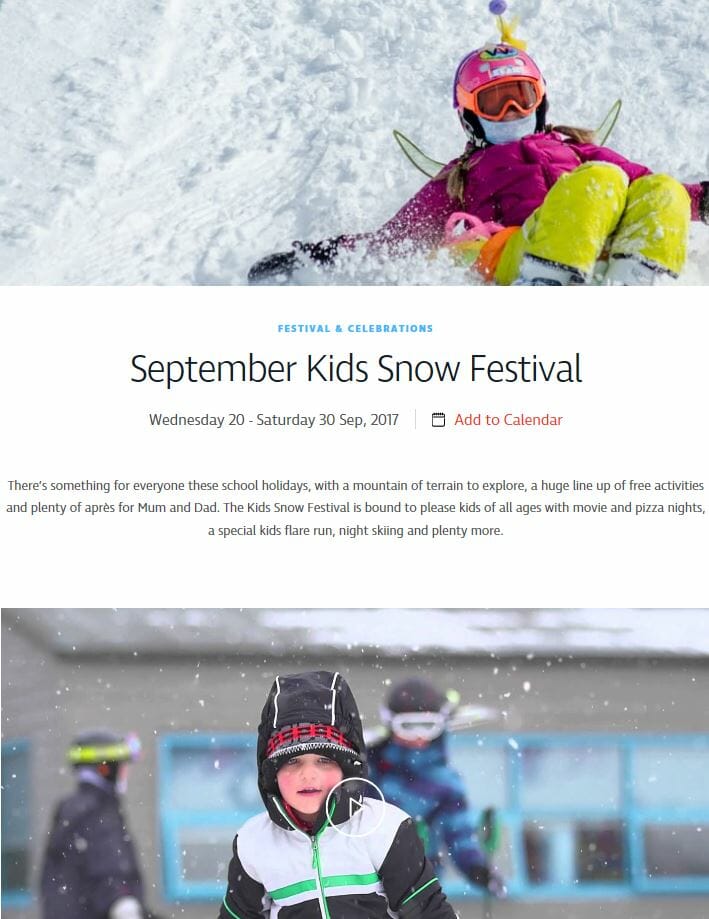 September Kids Snow Festival at Thredbo