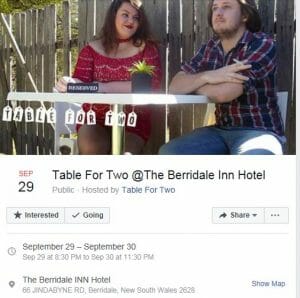 Table for Two live entertainment Berridale Inn
