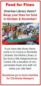 Non Perishable Food for Fines Snowy Monaro Regional Libraries