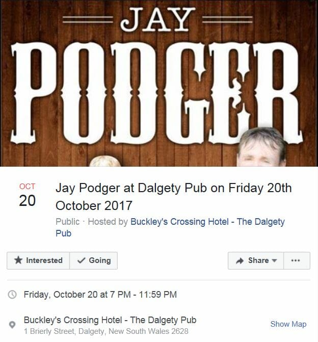Live music by Jay Podger at Buckley’s Crossing Hotel – The Dalgety Pub