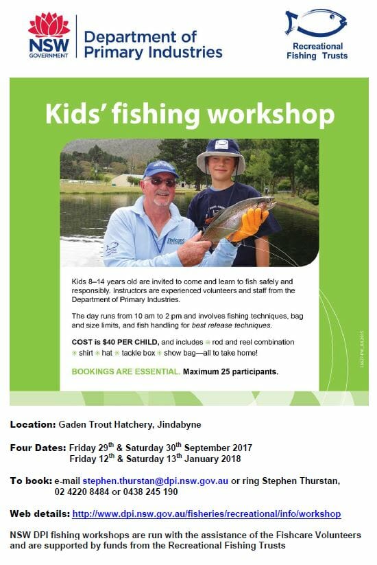 Kids Fishing Workshop – Gaden Trout Hatchery, Jindabyne