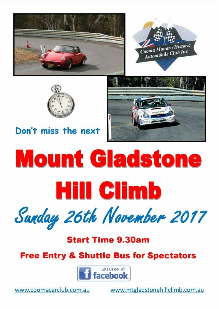 Cooma Car Club: Mt Gladstone Hill Climb Weekend – November 2017