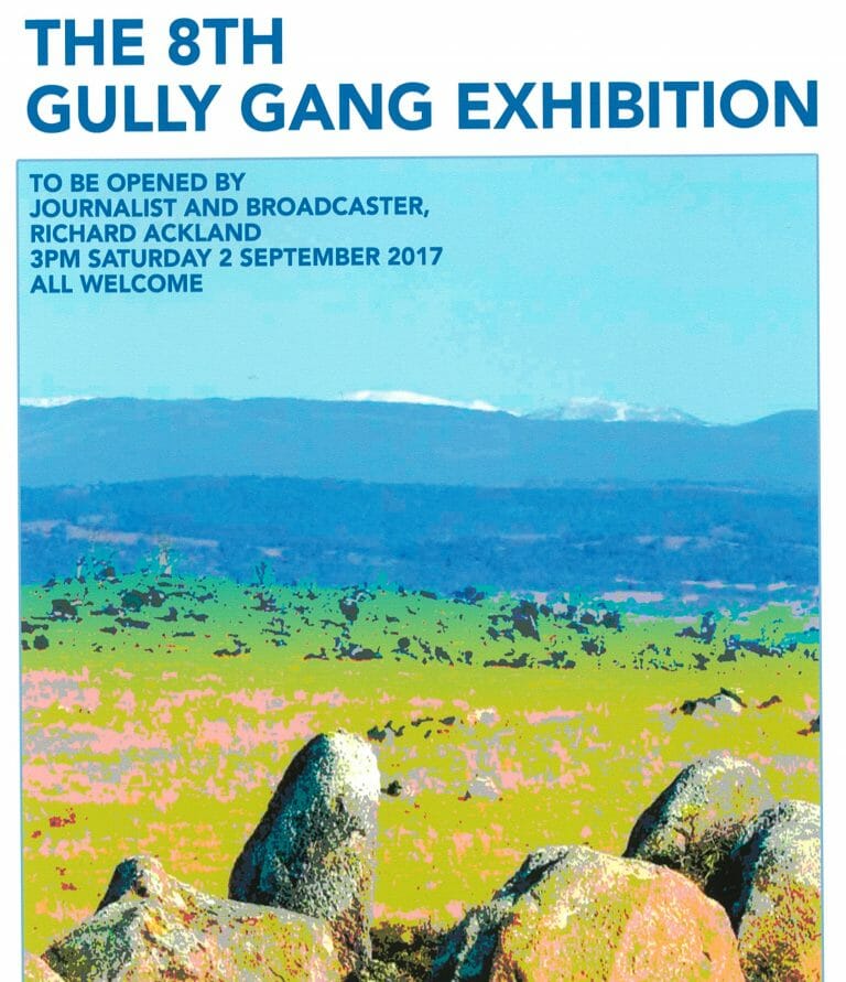 The 8th Gully Gang Exhibition on display at the Raglan Gallery in Cooma until 24th September 2017