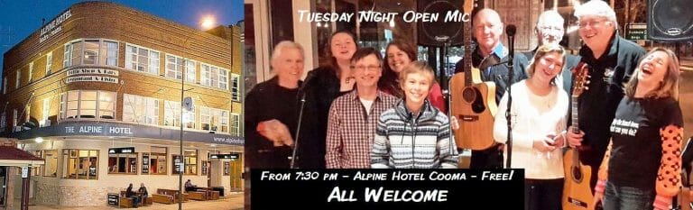 Tuesday Night Open Mic is on at the Alpine Hotel in Cooma