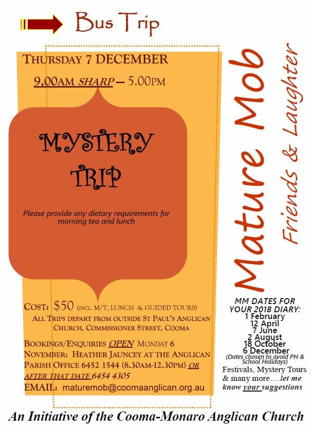 Bus Trip Mature Mob: Friends & Laughter – Mystery Trip