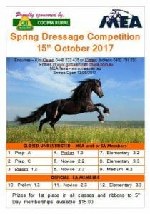 Spring Dressage Competition MEA 15th October 2017