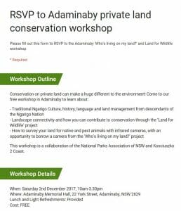 Adaminaby Conservation Workshop 2018