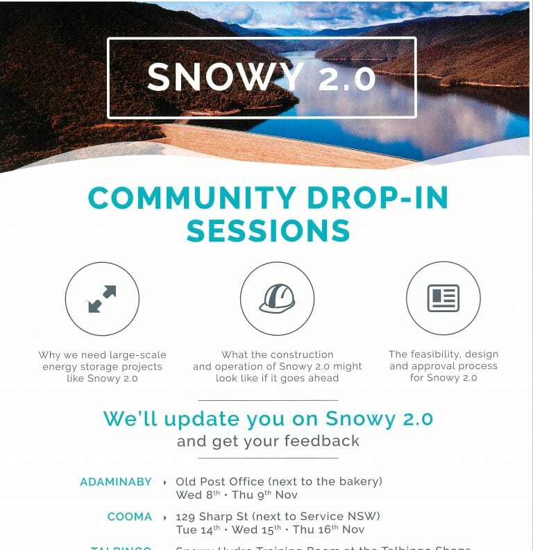 SNOWY 2.0 – Community Drop-In Sessions
