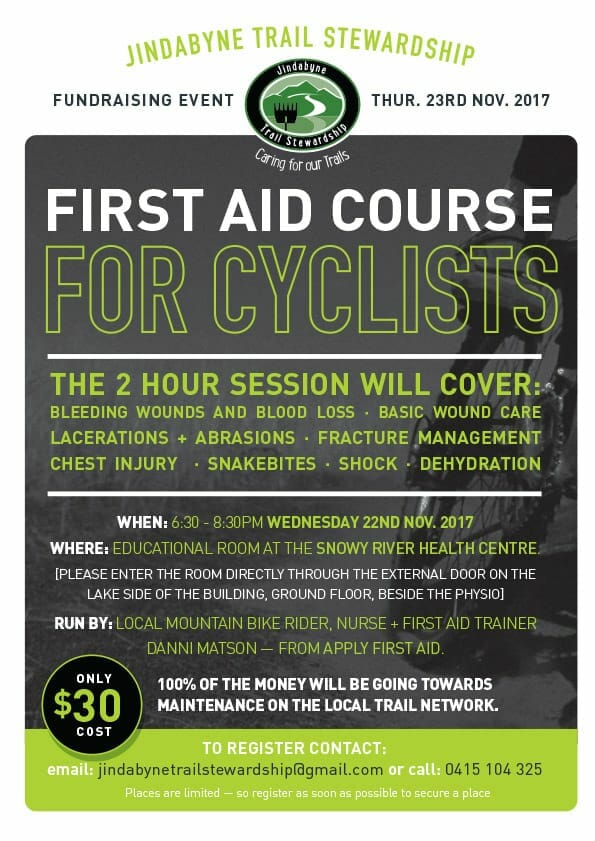 FIRST AID COURSE FOR CYCLISTS – Jindabyne Trail Stewardship Fundraising event