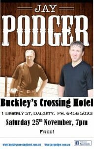 Jay Podger Buckley's Crossing Hotel 25th November 17