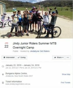 Jindy Juniors Riders Summer MTB Overnight Camp