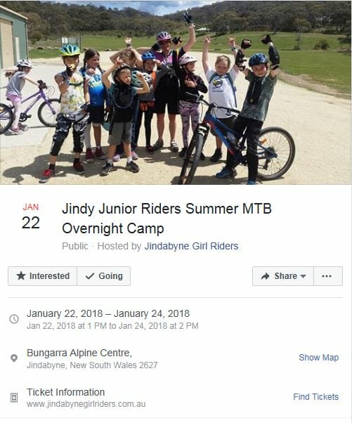 Jindy Junior Riders Summer MTB Overnight Camp