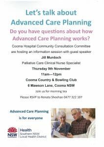 Let's talk about Advanced Care Planning Cooma HOspital Community Consultation Committee