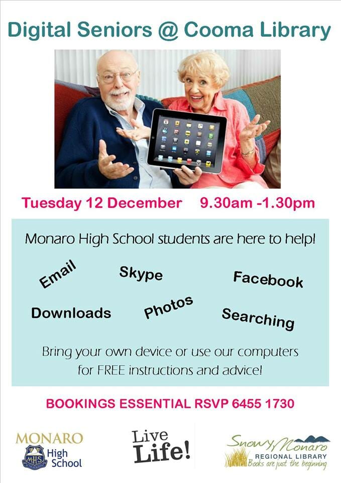 Digital Seniors @ Cooma Library with Monaro High School Student helpers
