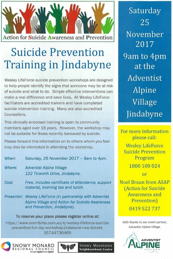 Suicide Prevention Training in Jindabyne