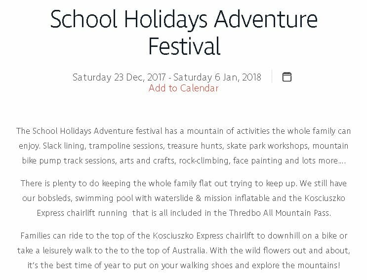 Thredbo School Holiday Adventure Festival