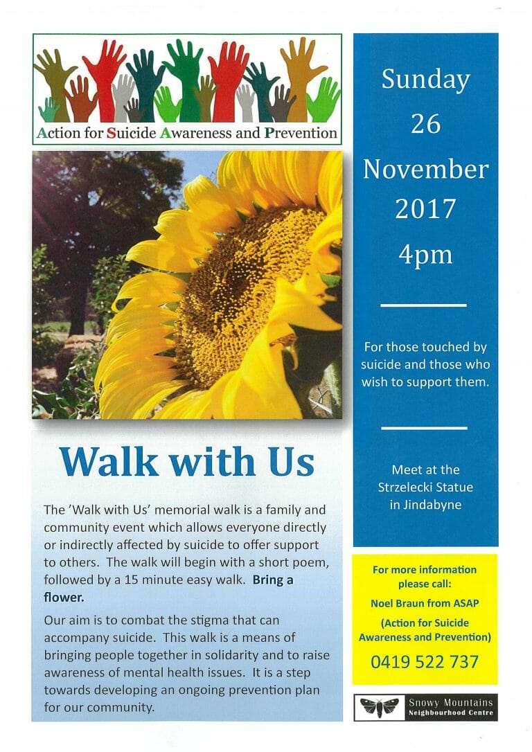 ‘Walk with Us’ memorial walk – a family and community event in Jindabyne