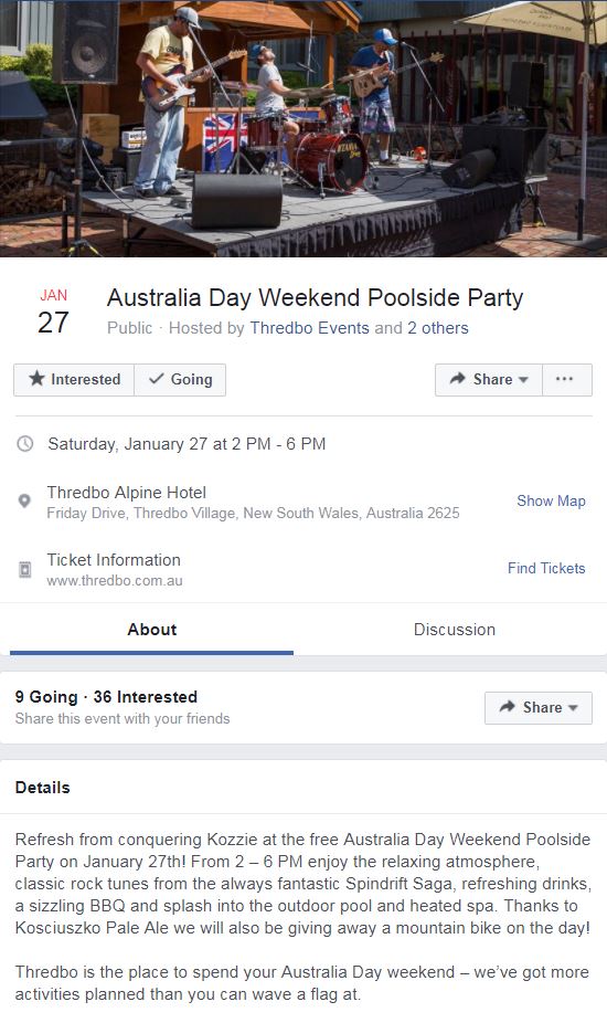 Australia Day Weekend Poolside Party - Thredbo