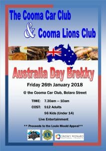 Australia Day Breakfast - Cooma Lions Cooma Car Club