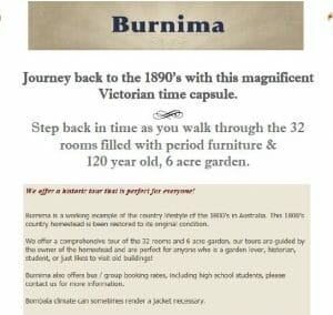 Historic Burnima Homestead Guided Tours